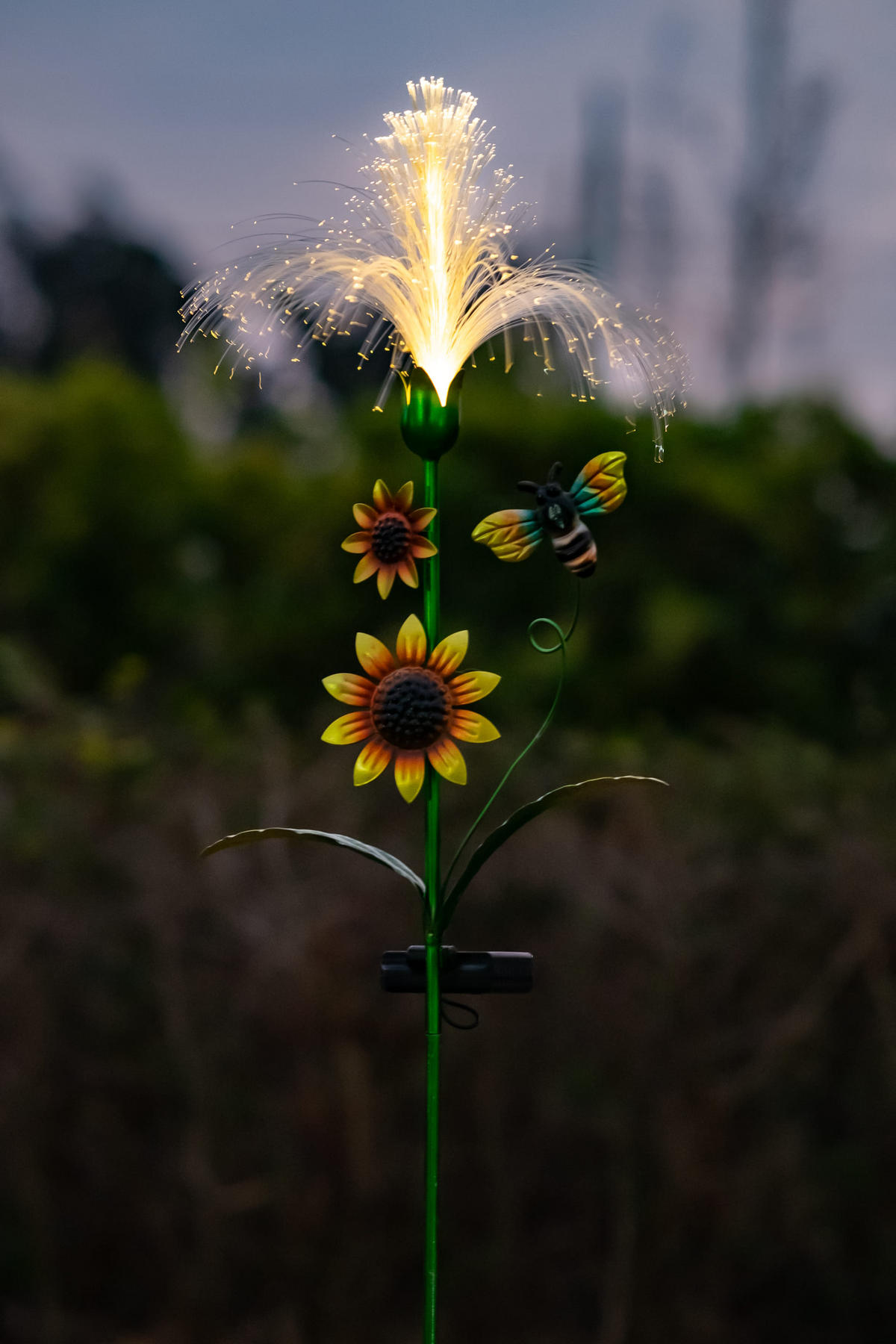LED-SOLAR-GARTENSTECKER - Sonnenblume mit Fiber-Beleuchtung und Dämmerungssensor für stilvolle Garten-Dekoration, 1er-Set - Weiß, Kunststoff (5/28/93cm) - Northpoint