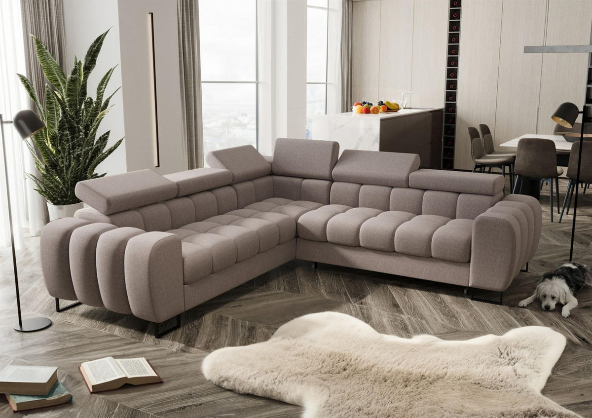 ECKSOFA Bastien Mit Schlaffunktion - Hellgrau, Holzwerkstoff/Textil (260/260cm) - Fun Möbel