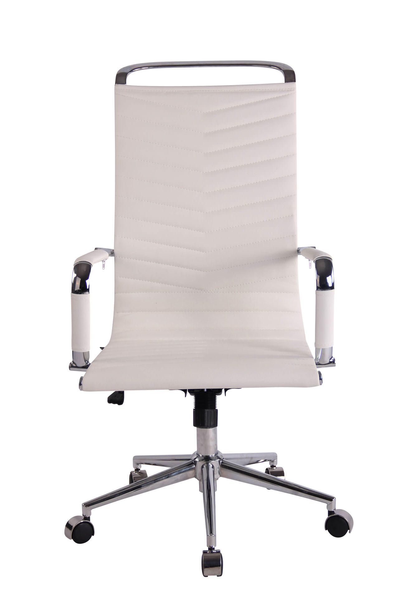 DREHSTUHL Lederlook weiß - Chromfarben/Weiß, Textil/Metall (57/110/65cm) - CLP