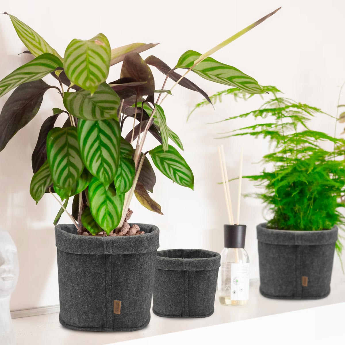 AUFBEWAHRUNGSKÖRBE 3er-Set - Dunkelgrau, Textil (23/23/23cm) - Miqio Design