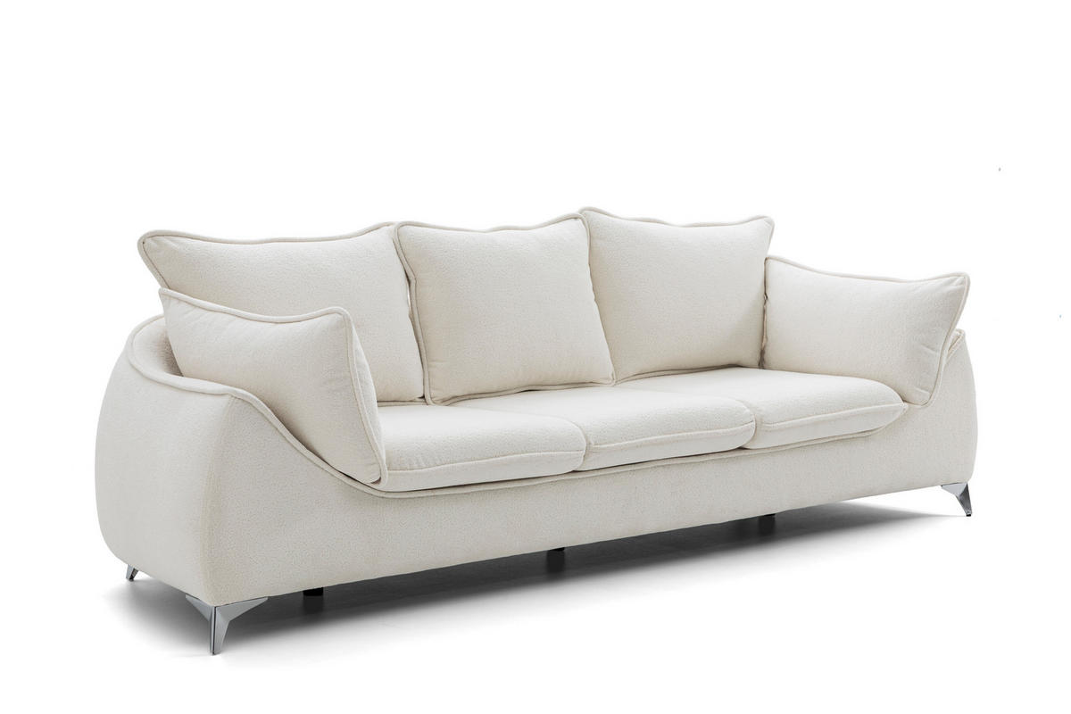 3-SITZER SOFA MELANI elegant Stillvoll Polstersofa 252 cm - Creme, Holz (252/90/88cm) - Muffo