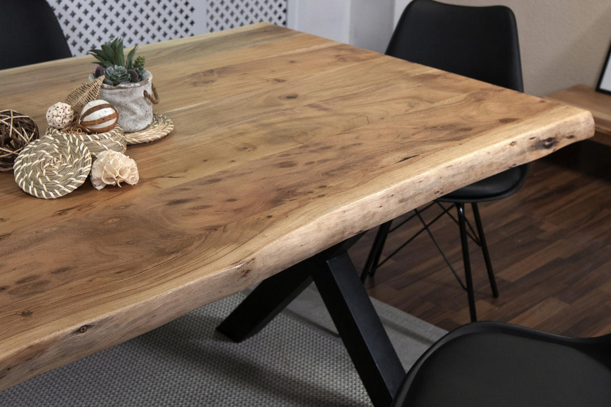 ESSTISCH CALI - Beige/Schwarz, Holz/Metall (100/240/77cm) - SAM