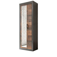 GARDEROBENSCHRANK Used Wood, Matera grau, großer Schuhschrank mit Spiegel - Schwarz/Naturfarben, Glas/Holzwerkstoff (65/201/42cm) - Furn.Design