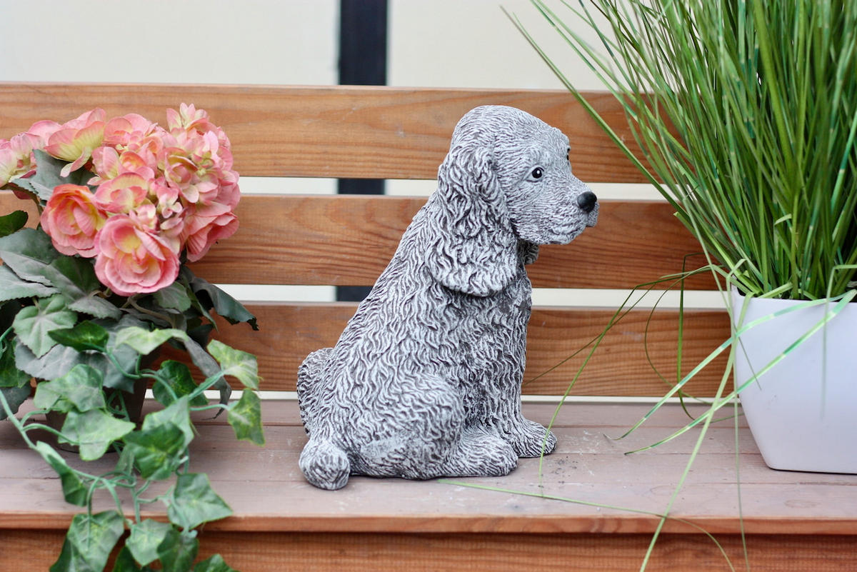 STEINFIGUR Cocker Spaniel, Steinguss frostfest - Grau, Stein (18/24/15cm) - stoneandstyle