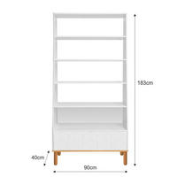 REGÁL NA KNIHY Biela a drevo - biela, kompozitné drevo (90/183/40cm) - Petits-meubles