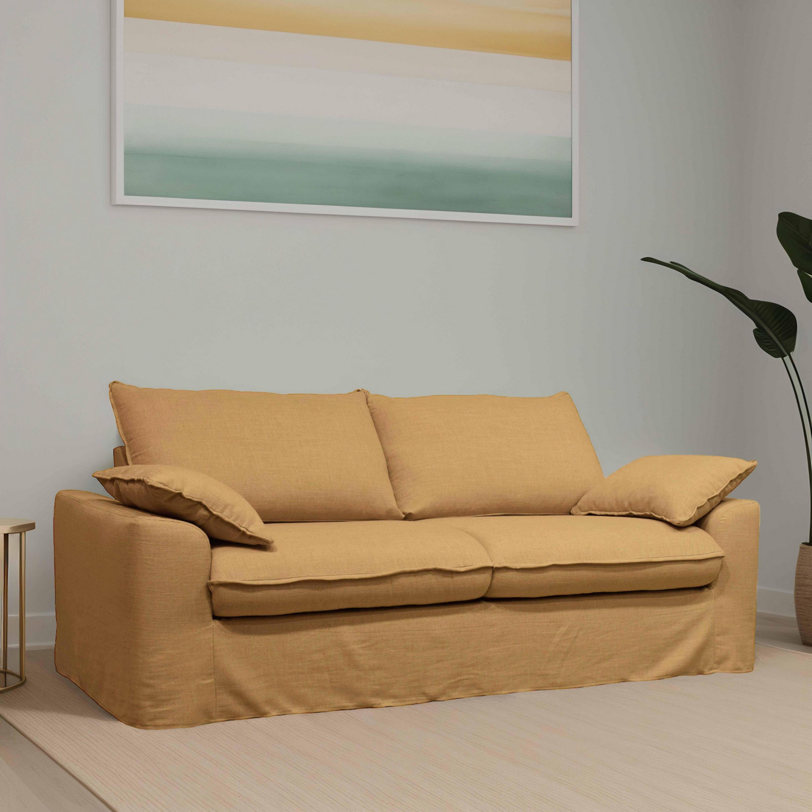 3-SITZER-SOFA, Stoff, Gelb - Gelb, Textil (97/88/205cm) - Oviala
