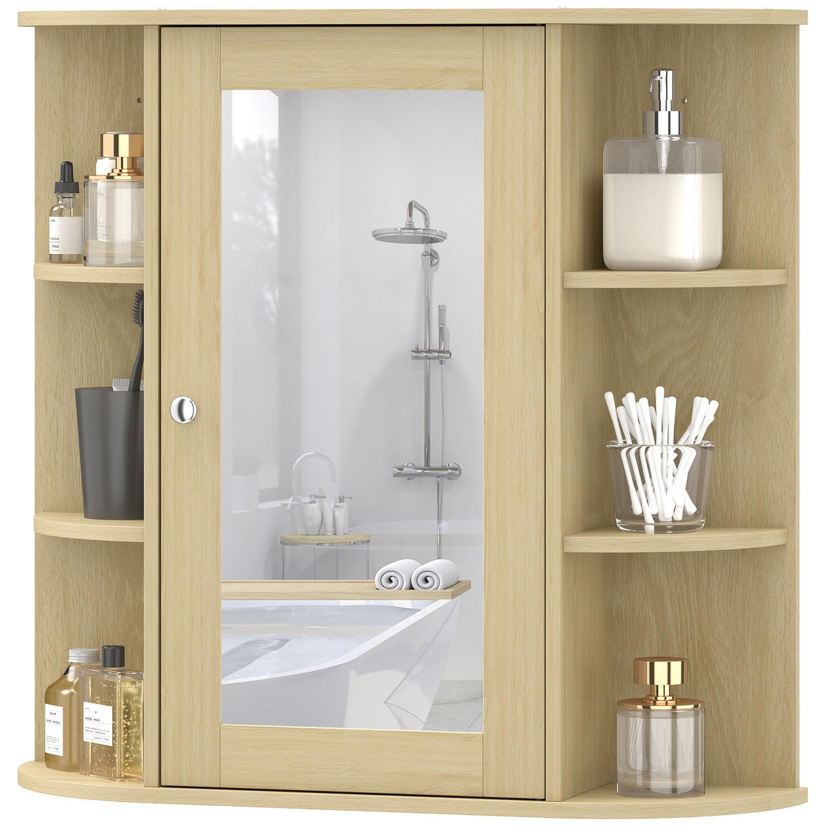 SPIEGELSCHRANK Spiegelschrank mit Wandschrank und Kleiderschränken 66x17x63 cm ,Natur - Braun, Glas (66/63/17cm) - Vallsero