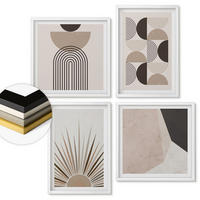 WANDBILDER 4er-Set - 50x50 cm & 40x60 cm Weißer Rahmen - Abstrakte beige und braune Formen - Weiß, Kunststoff (50/50cm) - ArtPrintCave