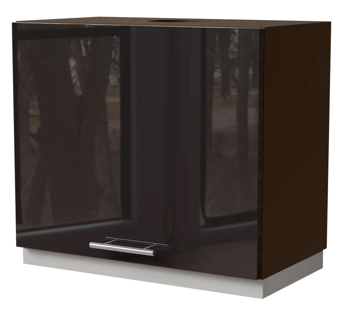 WRASENSCHRANK Essen W8/60 Schwarz Hochglanz / Lava Matt 60 / 32,5 / 50cm - Schwarz Hochglanz/Dunkelgrau, Holz/Holzwerkstoff (60/50/32.5cm) - Feldmann-Wohnen