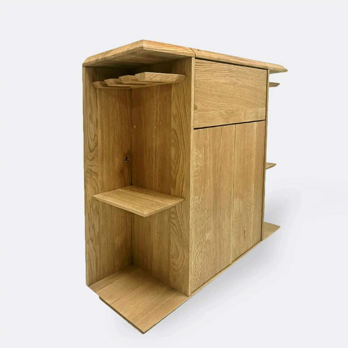 EICHENHOLZ-BAR für Alkoholgetränke und Gläser für das Esszimmer oder Wohnzimmer CARMEN I - Eichefarben, Holz (120/100/50cm) - Rawood Furniture
