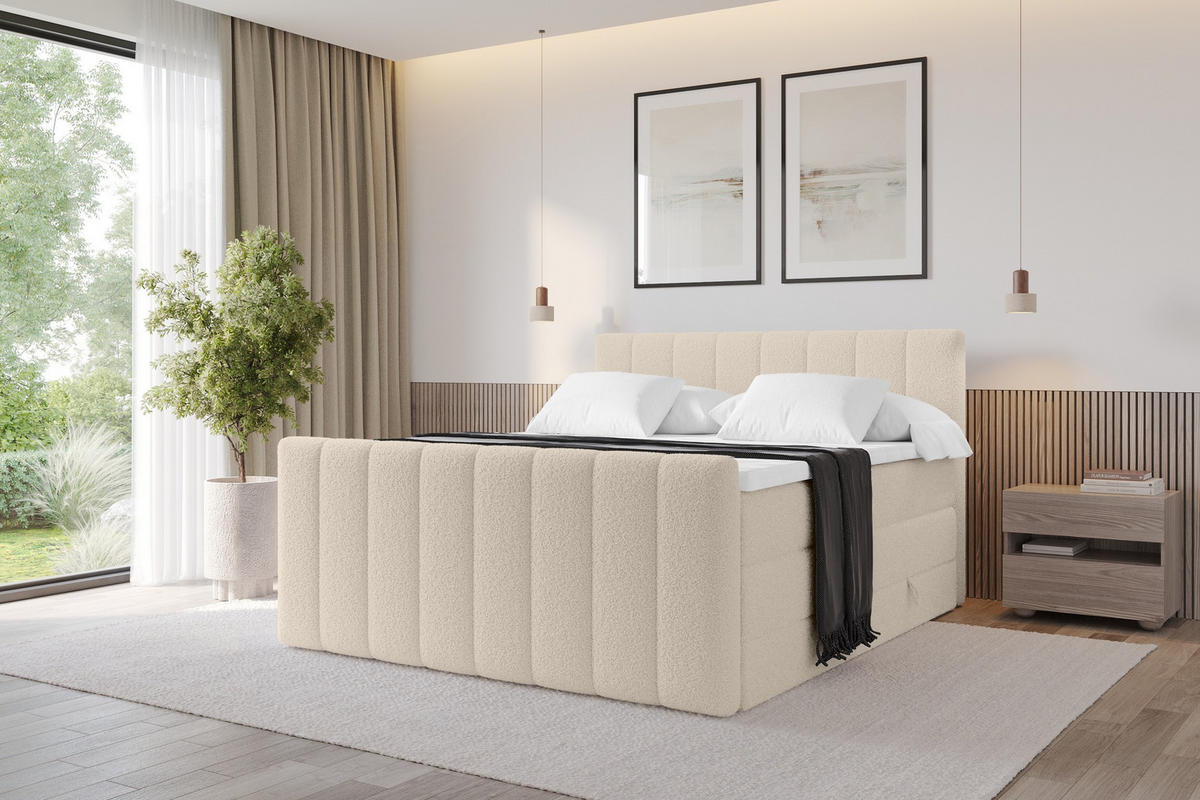 BOXSPRINGOVÁ POSTEL s matrací H3/H4 - OTTA-Z KING - 120x200 cm Tmavě béžová - kapučínová, kompozitní dřevo (120/200cm) - ALTDECOR