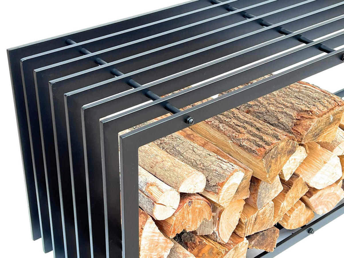 KAMINHOLZREGAL Metall Schwarz 150 cm 96430 - Schwarz, Metall (50/150/40cm) - DanDiBo