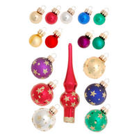 CHRISTBAUMSCHMUCK Mini-Dekoset mit Spitze Mehrfarbig 3cm (Glas / 16 Stk.) - Multicolor, Glas (3/3/3cm) - Krebs Glas Lauscha