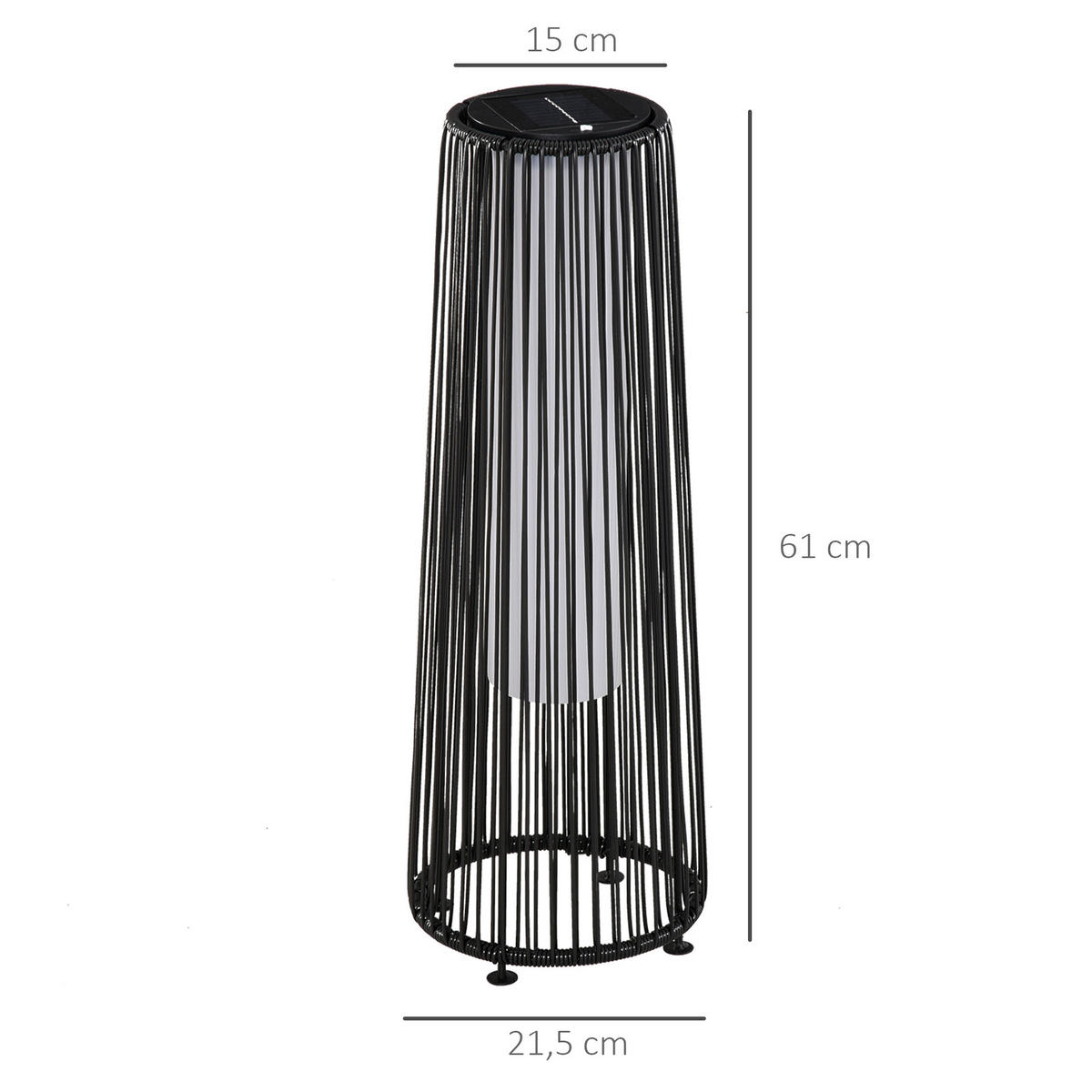 SOLARLAMPE, Terrasse, Metall, Schwarz - Schwarz, Metall (21.5/21.5/61cm) - Outsunny