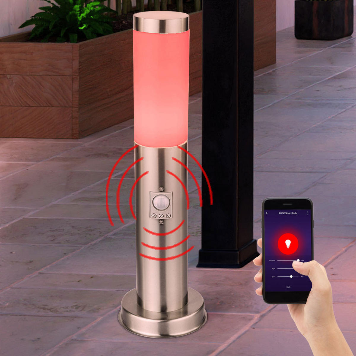 LED AUSSENLEUCHTE BOSTON Anthrazit Edelstahl - Anthrazit, Kunststoff (7.6/7.6/45cm) - Globo Lighting