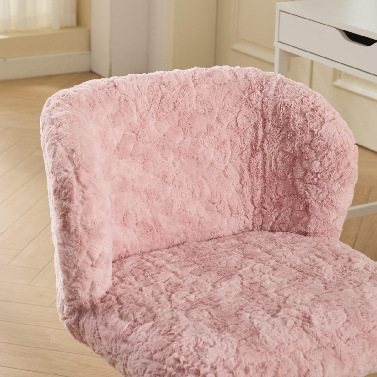 SCHREIBTISCHSTUHL Rosa Drehbar Höhenverstellbar - Pink, Metall (55/81/57cm) - PANGIVO
