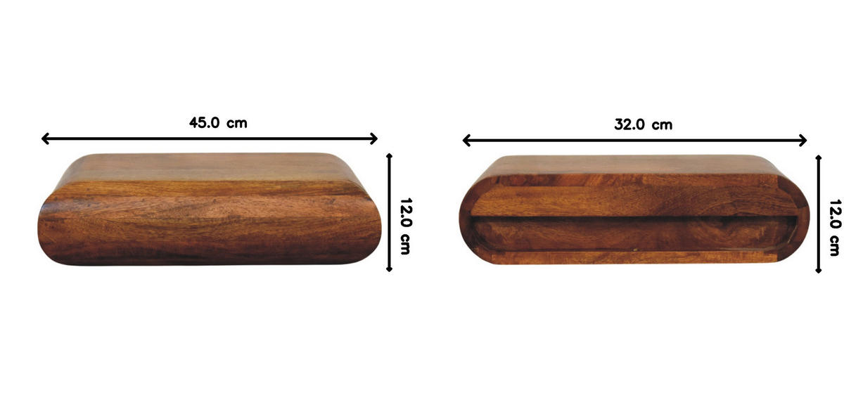NACHTTISCH aus massivem Mangoholz, Amber-Eichen-Finish, 1 Schublade, braun. - Braun, Holz (45/12/32cm) - Artisan Furniture