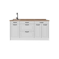 KÜCHENBLOCK R-Line, Weiß Landhaus/Weiß, 160 cm Arbeitsplatte Goldkraft Eiche - Weiß, Holzwerkstoff (160/81.6/60cm) - Vicco
