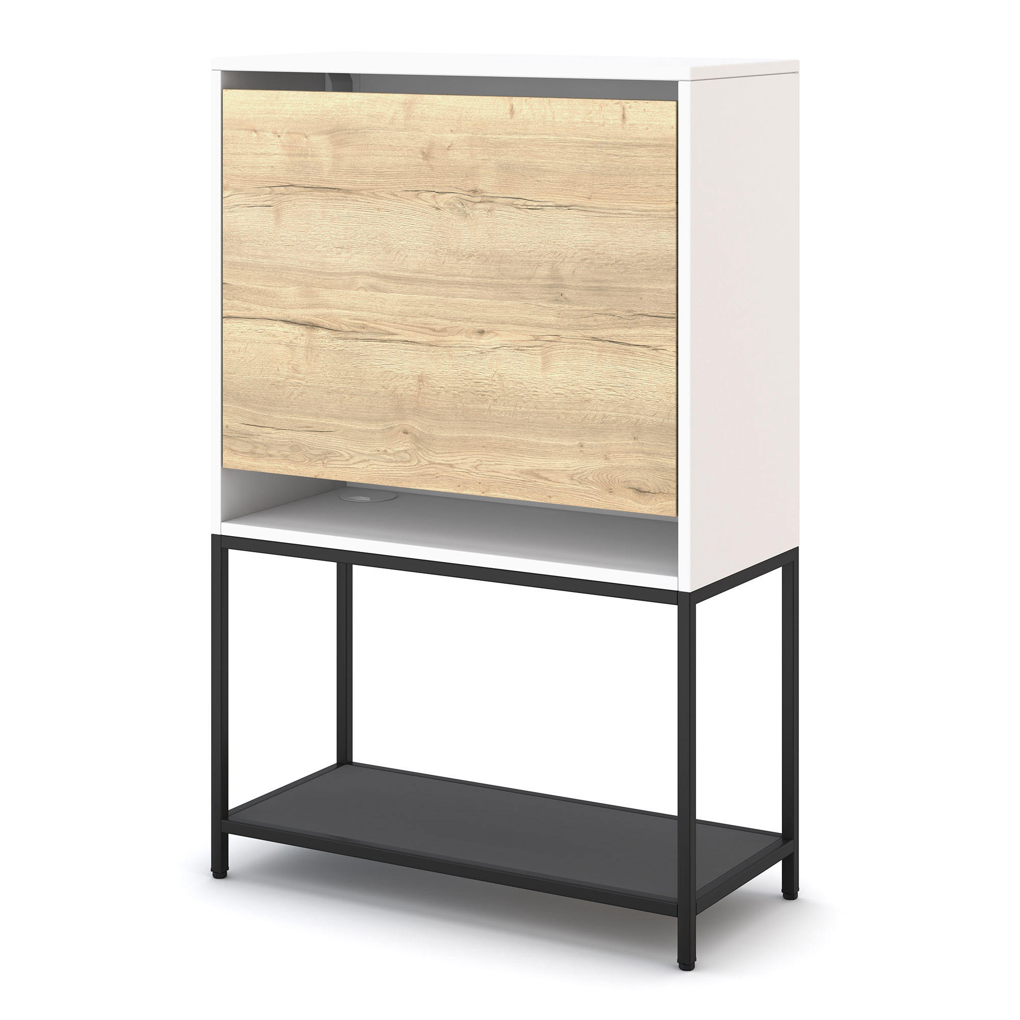 SEKRETÄR Cubas Premium Schwarz /76-76cm Signalweiß - Schwarz/Weiß, Holz/Metall (36/80/121.2cm) - ASSMANN