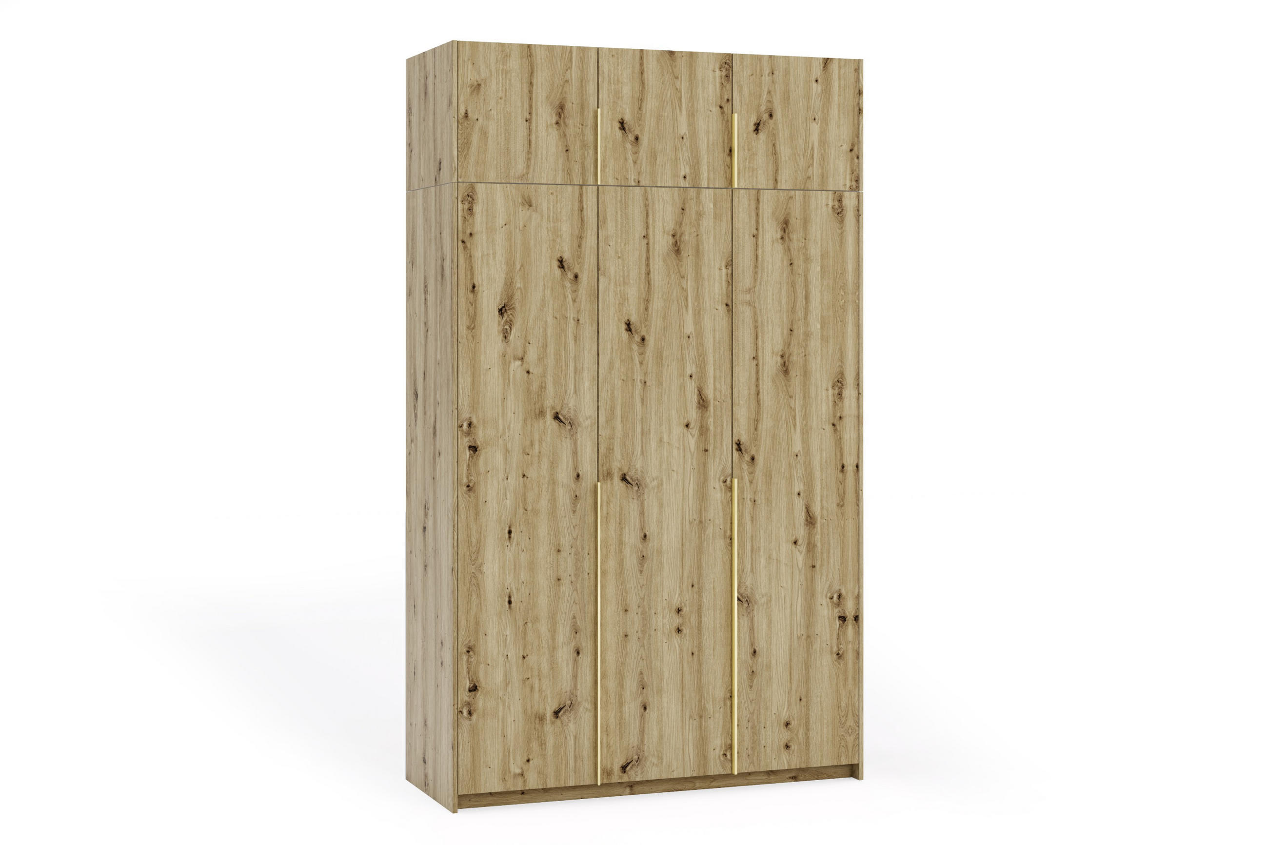 DREHTÜRENSCHRANK Apollonia I ohne Spiegel 150x204cm 3-türig, artisan, goldene Griffe - Goldfarben/Braun, Kunststoff (58/250/150cm) - Margaret Hadas24