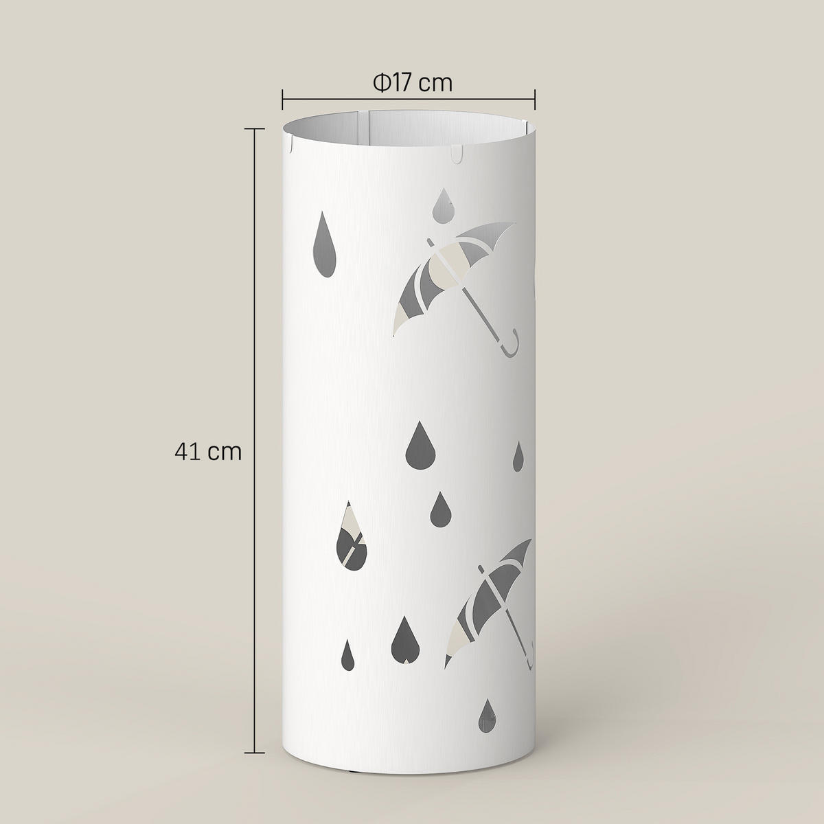 SCHIRMHALTER Stahl Weiß - Weiß, Metall (17/41/17cm) - HOMCOM