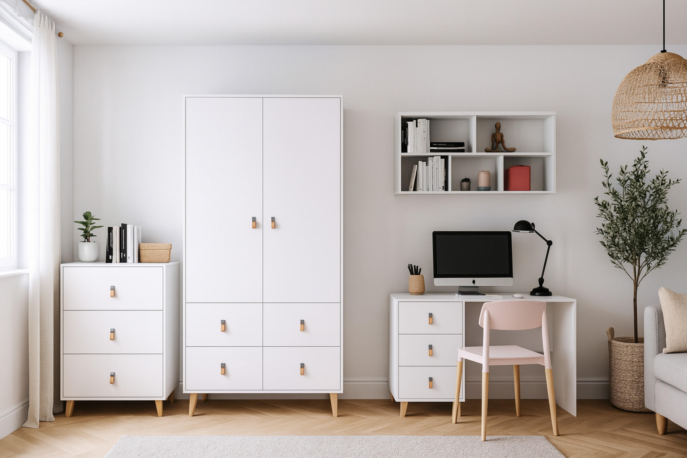 Thumbnail - Deine Möbel 24 Kinderkleiderschrank, Weiß, Holzwerkstoff, 150x201x55 cm, Kinder- & Jugendzimmer, Kindermöbel, Kinderklei...