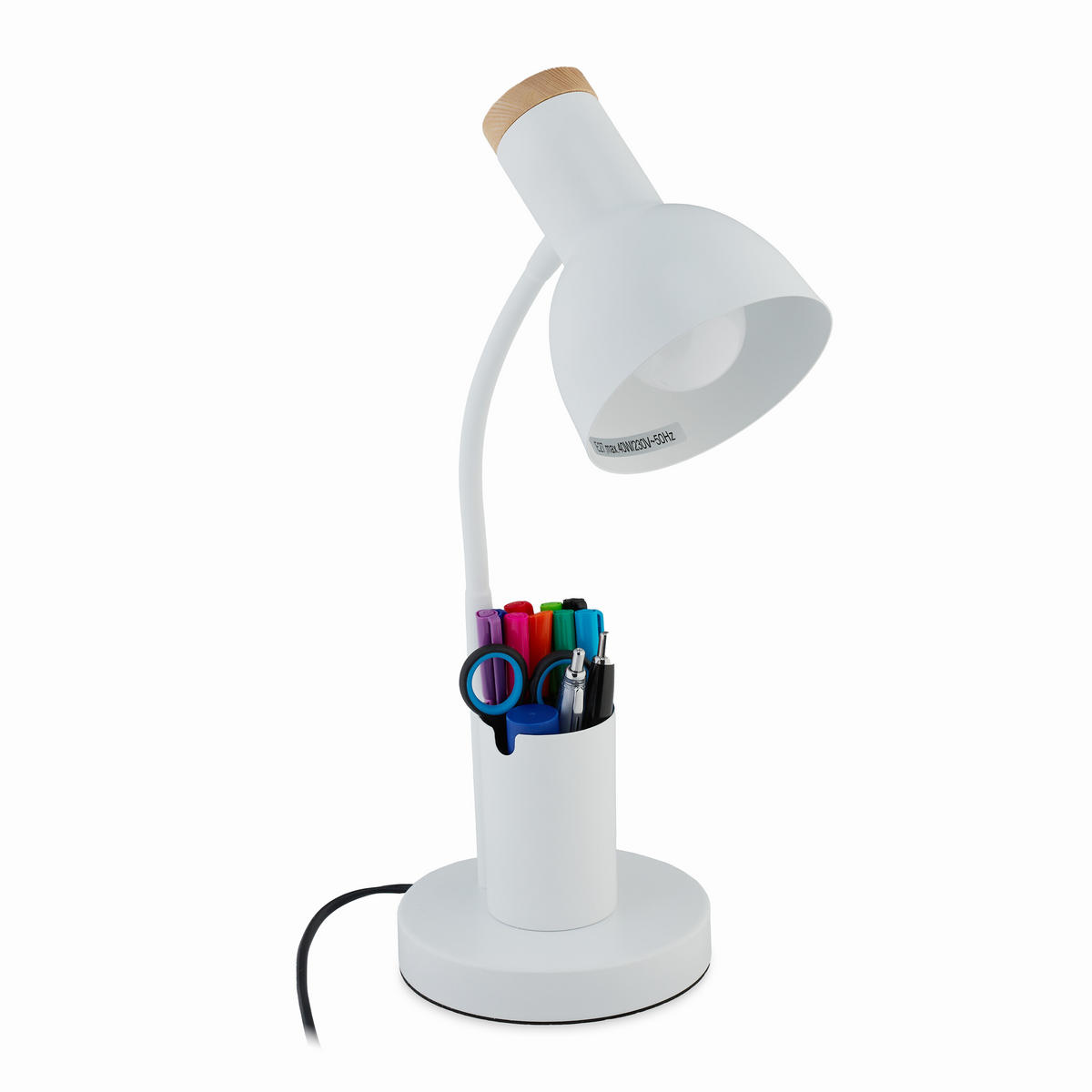 SCHREIBTISCHLAMPE - Weiß, Metall (17/14.5/46.5cm) - Relaxdays