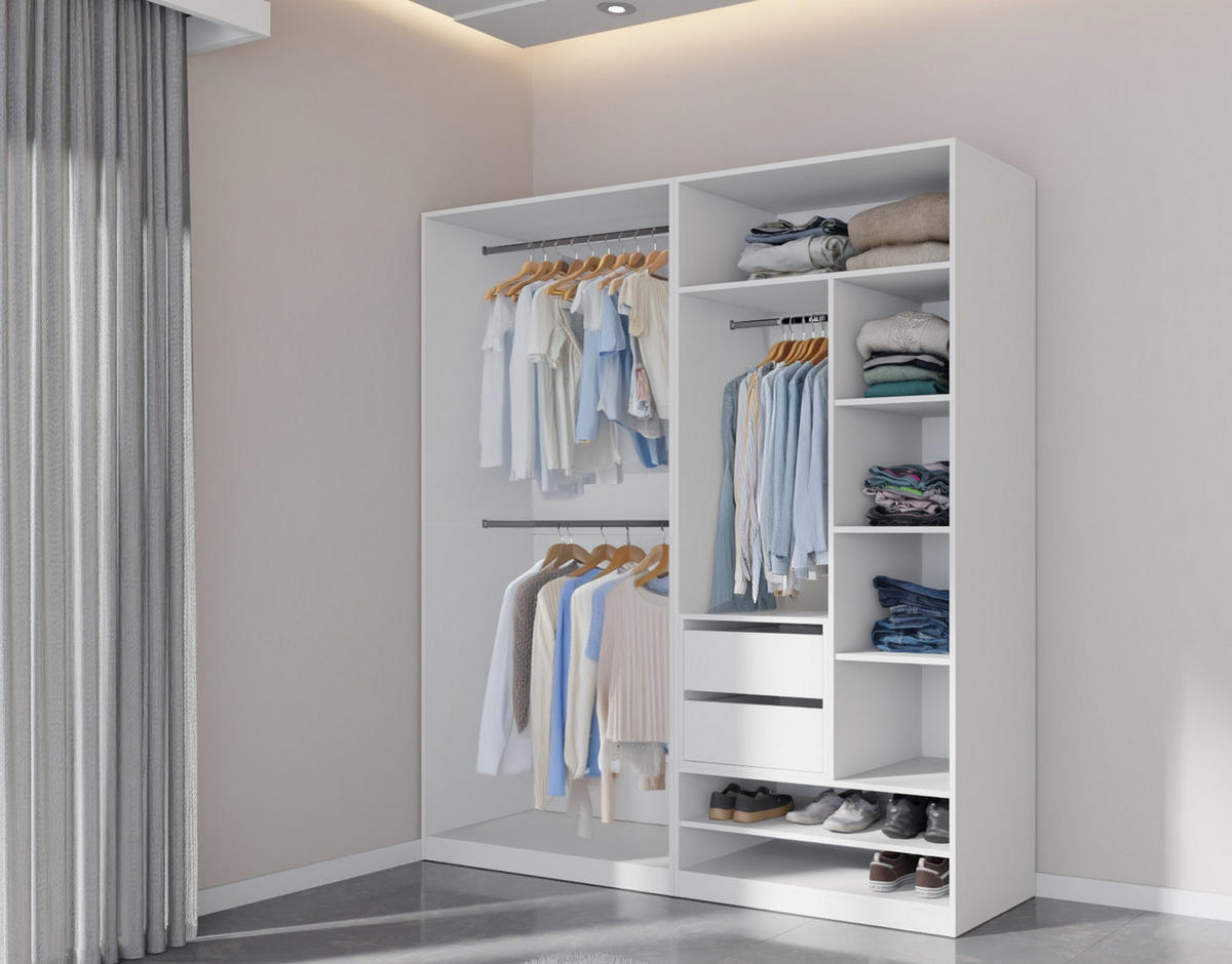 OFFENER-KLEIDERSCHRANK TRES 01 Weiß 100/206/51 cm - Weiß, Holzwerkstoff (100/206/51cm) - Marmex Möbel