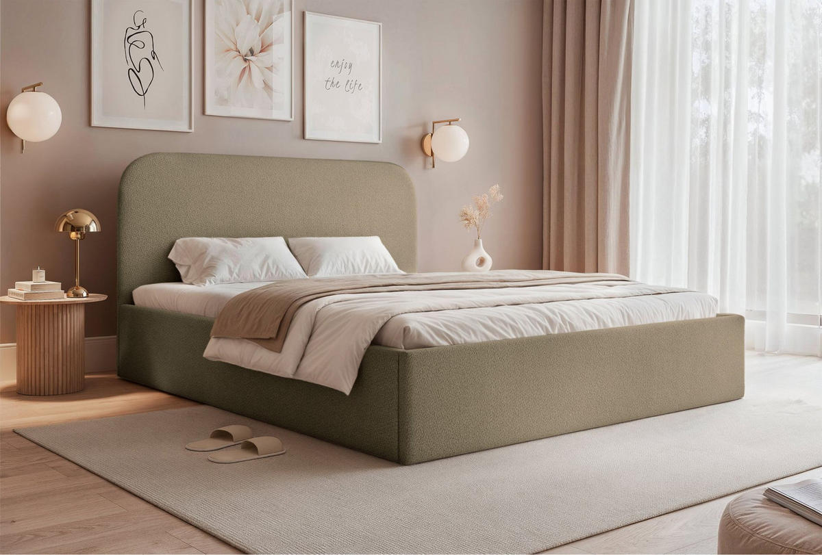 POLSTERBETT Sonvivo Dunkelbeige Chenille 180x200 cm - Cappuccino, Kunststoff/Textil (180/200cm) - Selsey