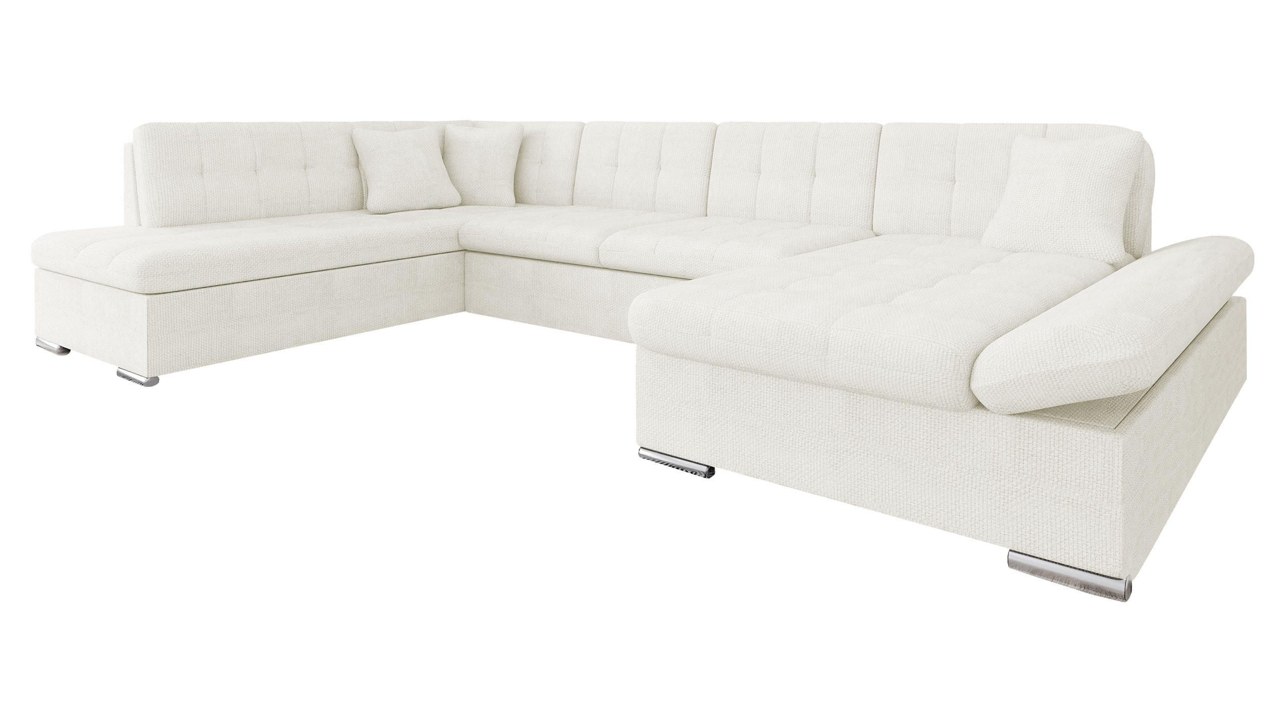 ECKSOFA Bergen, Seite: Rechts - Ecru/Silberfarben, Holz/Textil (345/76/205cm) - MIRJAN24