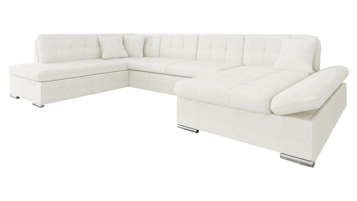 ECKSOFA Bergen, Seite: Rechts - Ecru/Silberfarben, Holz/Textil (345/76/205cm) - MIRJAN24