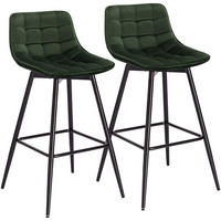 BARHOCKER 2er Set, Fußstütze, Samt, Dunkelgrün - Dunkelgrün/Schwarz, Textil/Metall (43/88/35.5cm) - Woltu