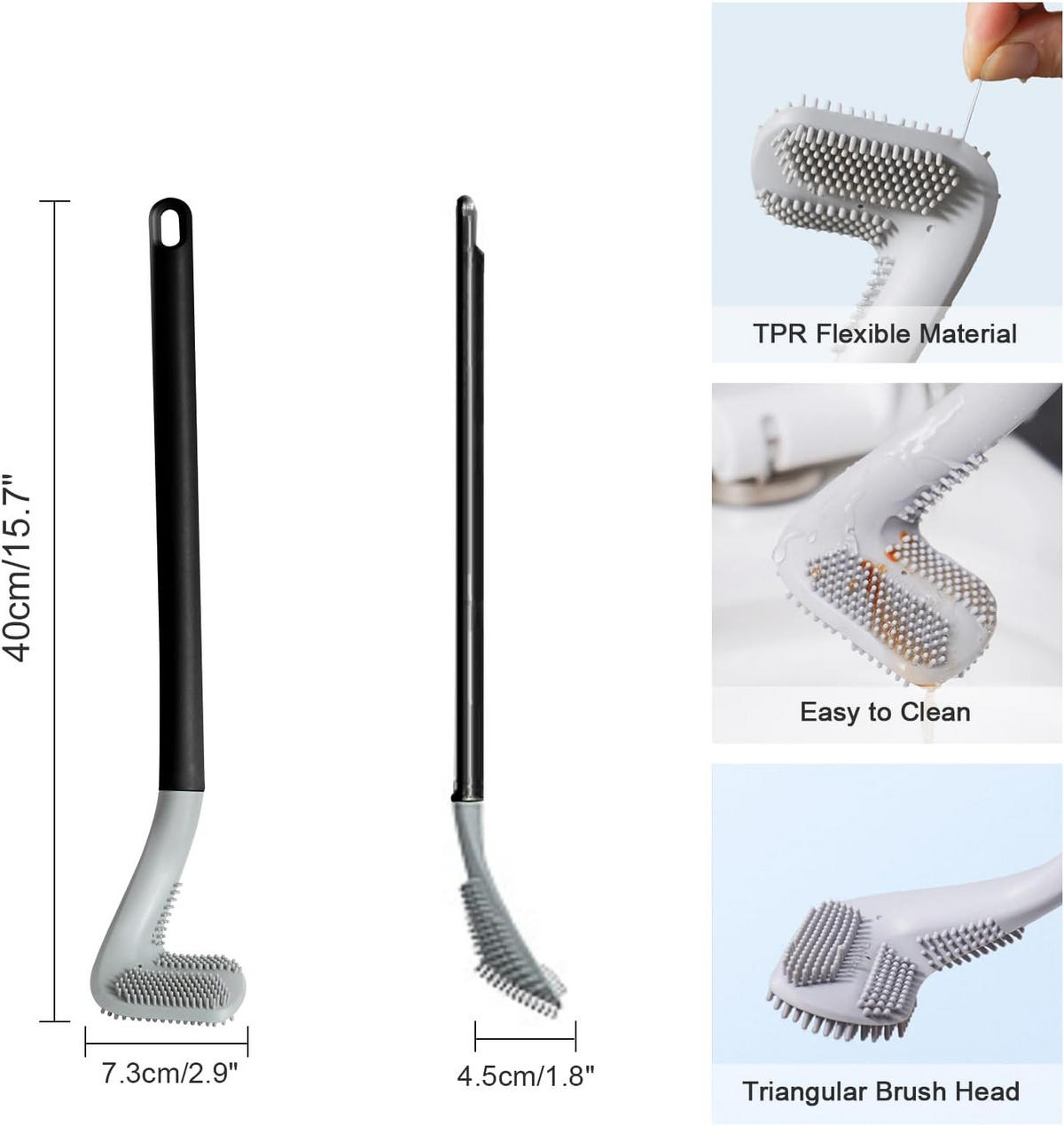 TOILETTENBÜRSTE – (Schwarz, 40 cm lang) – 2er-Set - Schwarz, Kunststoff (3/40/7cm)