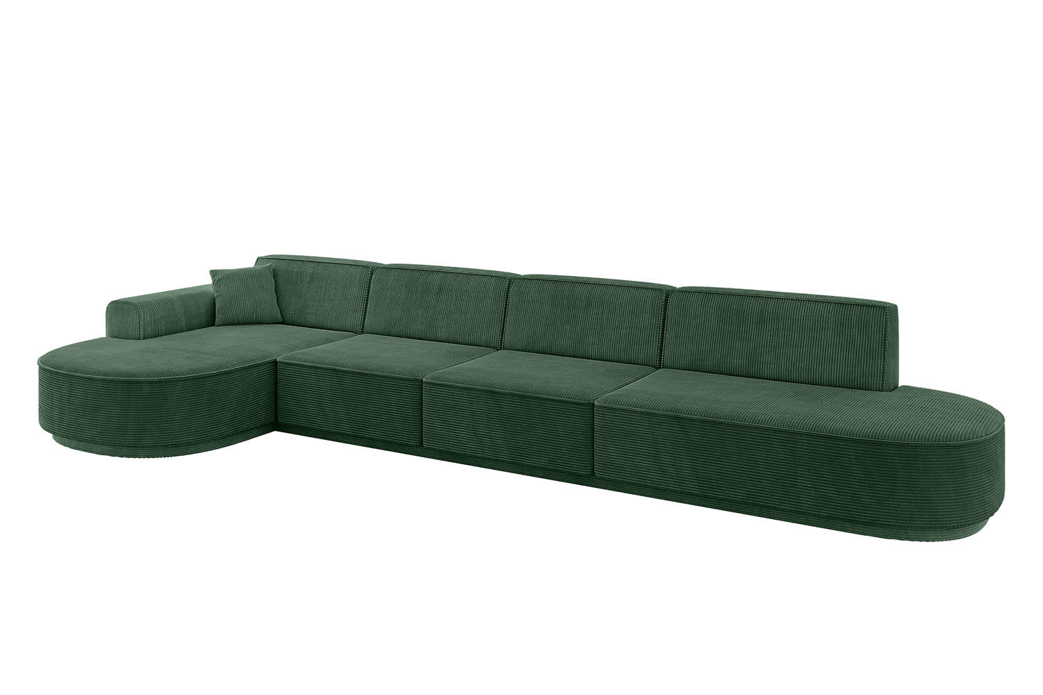 ECKSOFA Ottomane Links MARI-L3-v3 - 402x163x81 cm Grün Cord - Schwarz/Grün, Holzwerkstoff/Kunststoff (402/163cm) - ALTDECOR