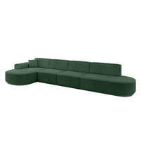 ECKSOFA Ottomane Links MARI-L3-v3 - 402x163x81 cm Grün Cord - Schwarz/Grün, Holzwerkstoff/Kunststoff (402/163cm) - ALTDECOR