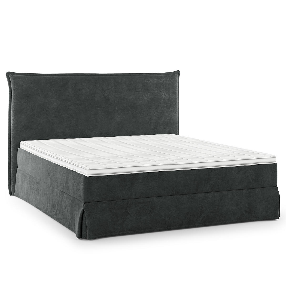 BOXSPRINGBETT mit Husse - Dunkelblau, Textil (180/200cm) - home24