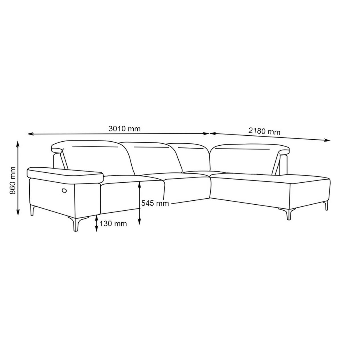 SOFA L FORM James Grau 218 x 301 cm Rechte Ecke - Grau, Holz (218/301cm) - VitaliSpa