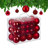 50XWEIHNACHTSKUGELN - Rot, Kunststoff (6/7/6cm) - Relaxdays