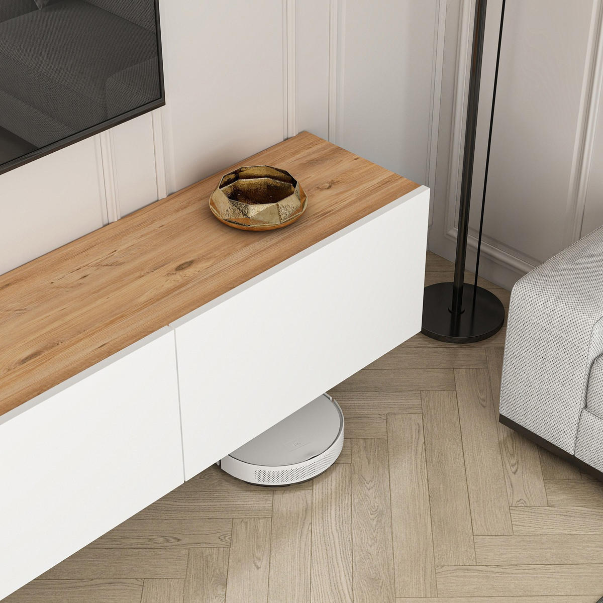 TV-MÖBEL west weiss - Weiß, Holz (32/30/150cm) - Habitat Garten