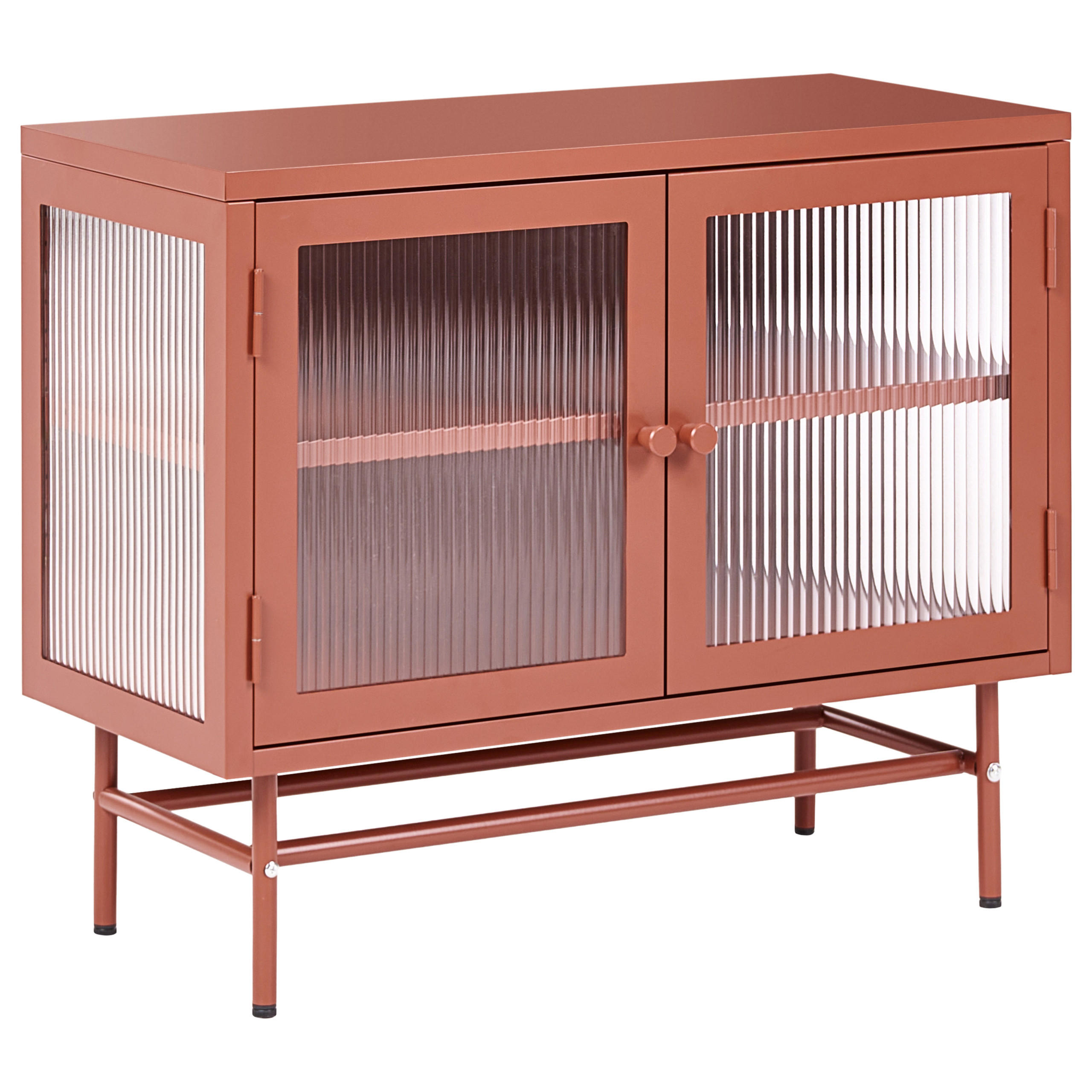 SIDEBOARD mit Glastüren Metall 77 cm Goldbraun Devon - Goldfarben/Braun, Metall (77/64/35cm) - Beliani