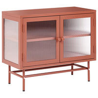 SIDEBOARD mit Glastüren Metall 77 cm Goldbraun Devon - Goldfarben/Braun, Metall (77/64/35cm) - Beliani