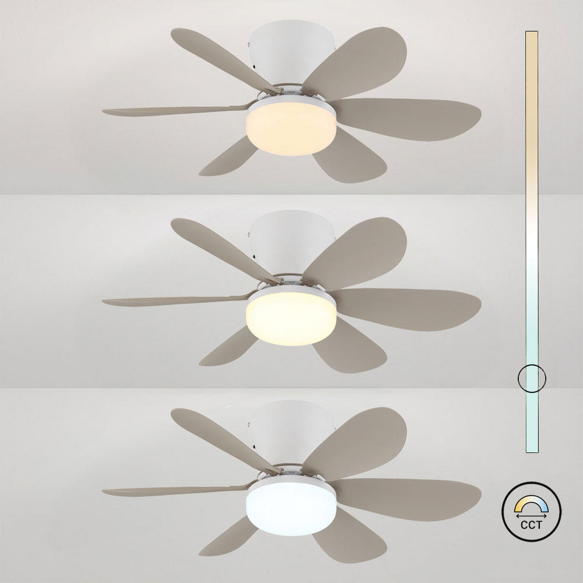 DECKENVENTILATOR DELORES LED, Metall, Weiß matt, 51 cm - Weiß, Metall (51/51/16.5cm) - Globo Lighting