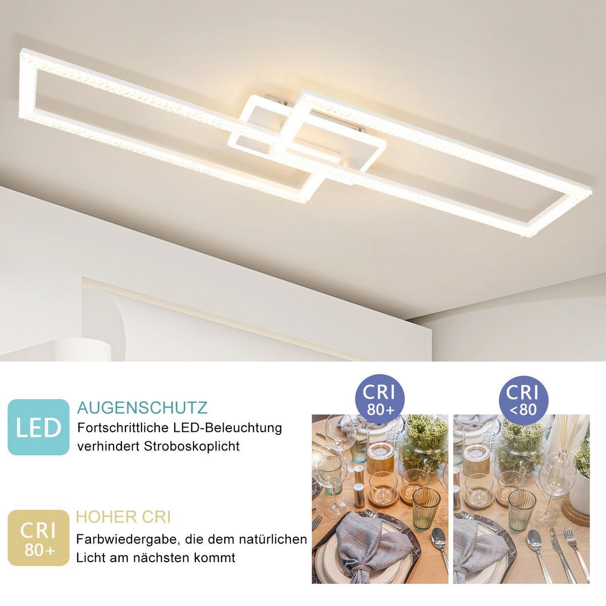 LED-DECKENLEUCHTE Gregor 80/26/8 cm - Weiß, Metall (80/26/8cm) - Nettlife