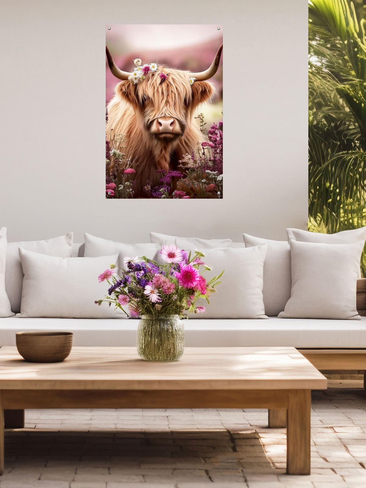 GARTEN-POSTER 60x90 cm Gartendeko: Hochlandrind - Beige, Kunststoff (60/90/2cm) - artissimo