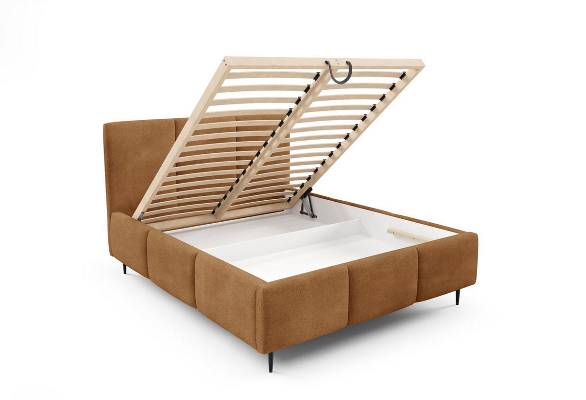 POLSTERBETT Miami - Rotbraun, Holzwerkstoff/Textil (160/200cm) - Fun Möbel