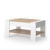 COUCHTISCH August Goldkraft Eiche/Weiß 99.6 x 58.8 cm mit Schublade - Eiche Wotan/Weiß, Holzwerkstoff (58.8/99.6/48.2cm) - Vicco