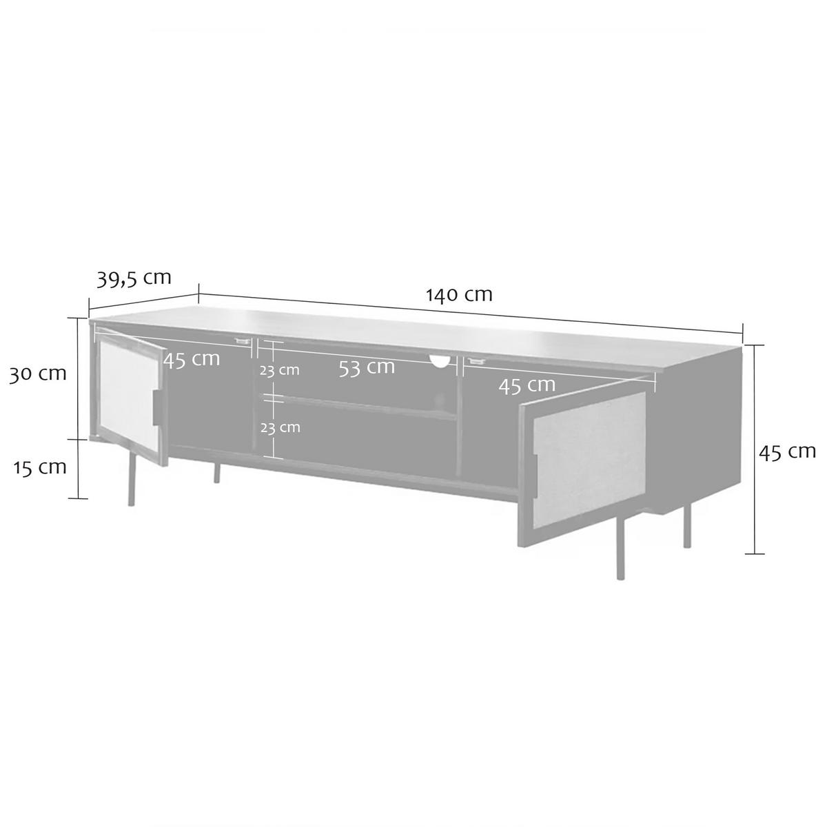TV-MÖBEL in walnussdekor mit fronten aus stoff jetson 140/39,5/45 cm - Nussbaumfarben, Holzwerkstoff (140/45/39.5cm) - Calicosy
