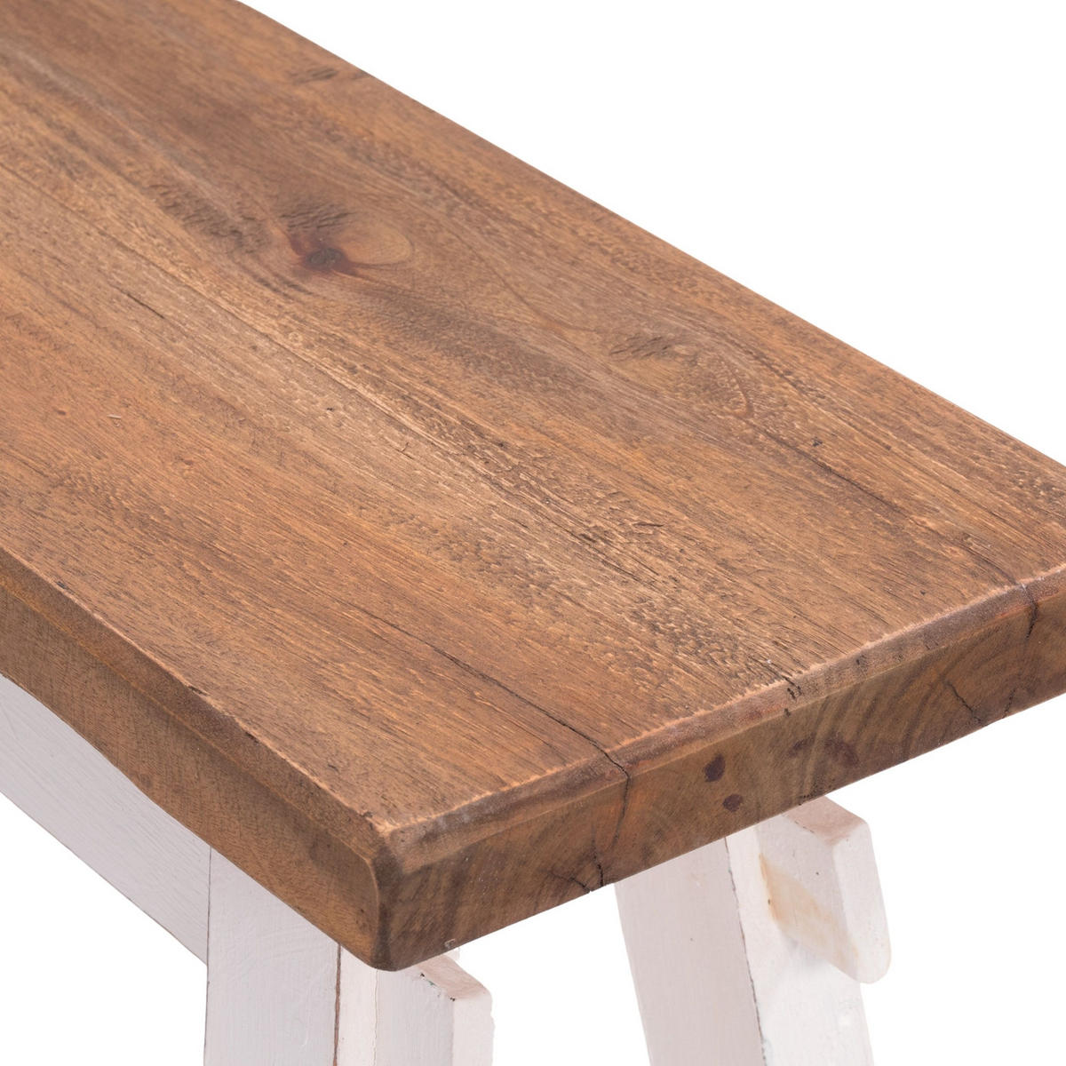 SITZBANK East 118 Mahagoni Recyclingholz massiv 06 weiß-landhaus - Weiß, Holz (118/53/28cm) - DESIGN DELIGHTS