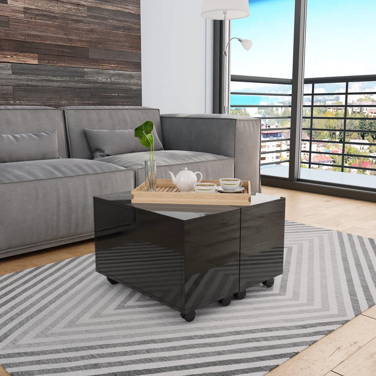 COUCHTISCH Hochglanz-Schwarz 60x60x35 cm Holzwerkstoff - Schwarz, Holzwerkstoff (60/60/35cm) - furnicato