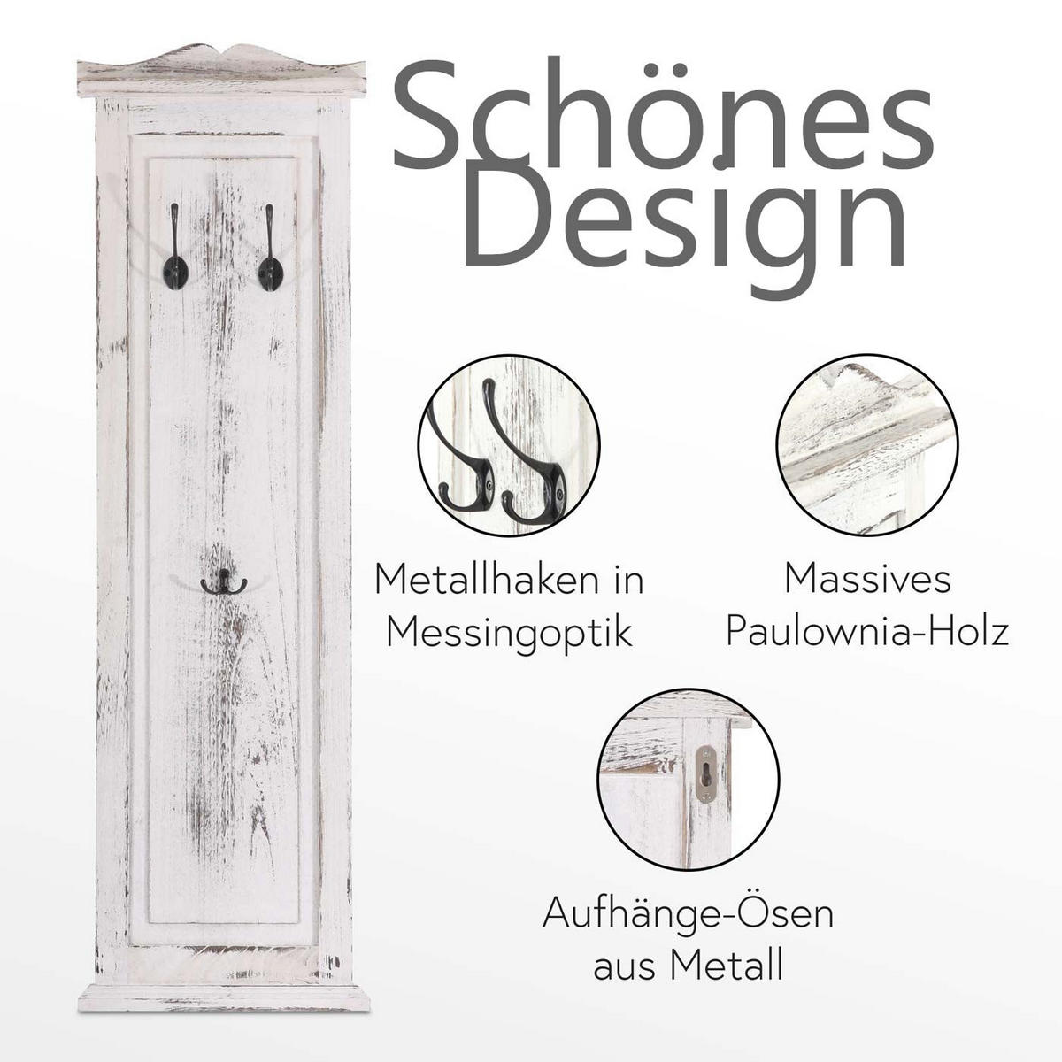 WANDGARDEROBE Weiß 2er-Set - Weiß, Holz (28/109/5cm) - MCW